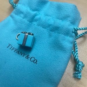 Tiffany &Co Blue enamel and Silver Present Charm authentic